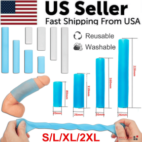 Male Penis-Extender Stretcher Max Vacuum Enhancer Enlarger Silicone Sleeve S-XXL (Color: Clear, size: XL)